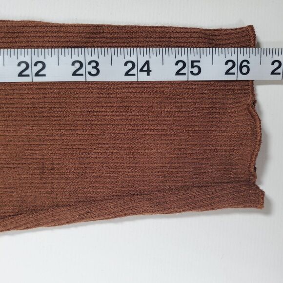 Free People Women's Shirt Medium Brown Long Sleeve Henley Ribbed V-Neck Basic - Picture 9 of 9